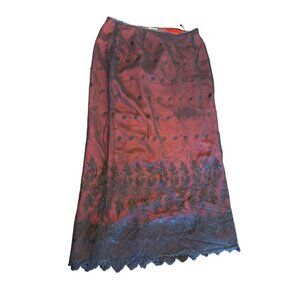 Leilei Womens Red Black Floral Lace Overlay Skirt Size 12 Dark Fairy Whimsygoth